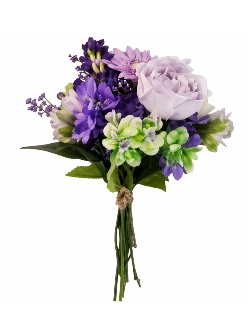 Lavender Purple Artificial Bouquet Real Touch Roses Gerbera Daisy Wedding Bouque - Picture 9 of 10